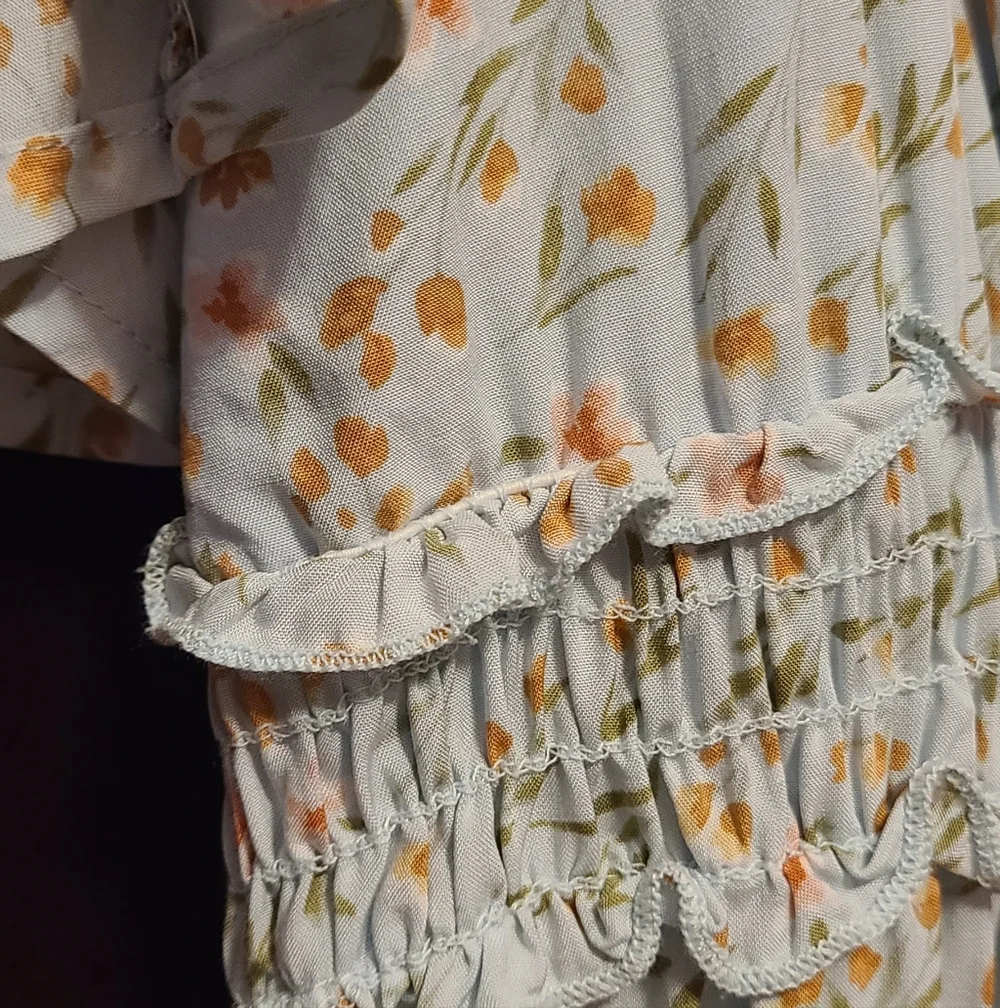 Altar'd State Light Sage Floral Smocked-Waist Dress - Picture 9 of 10